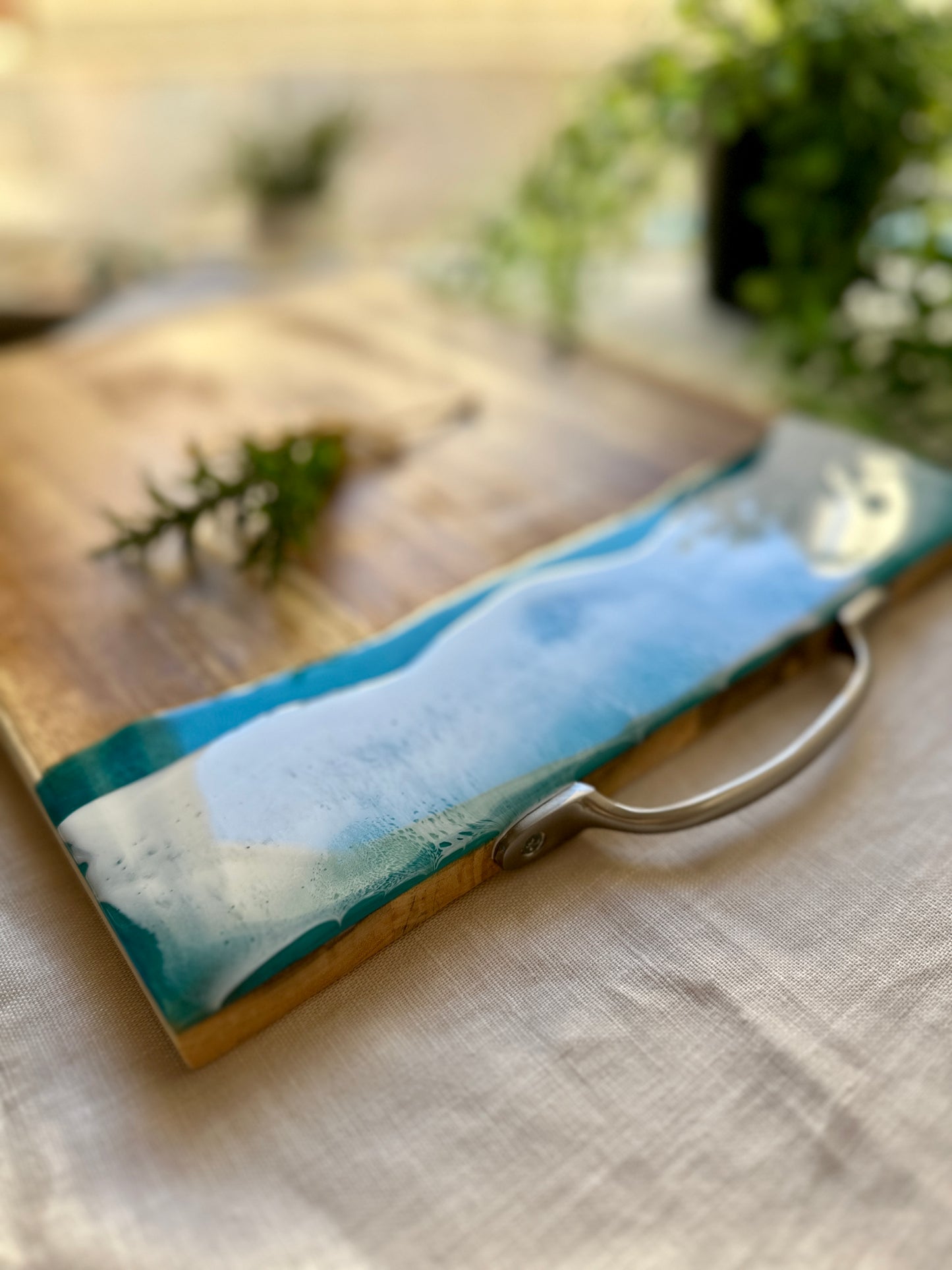 SERVING BOARD - XL teal green ocean board