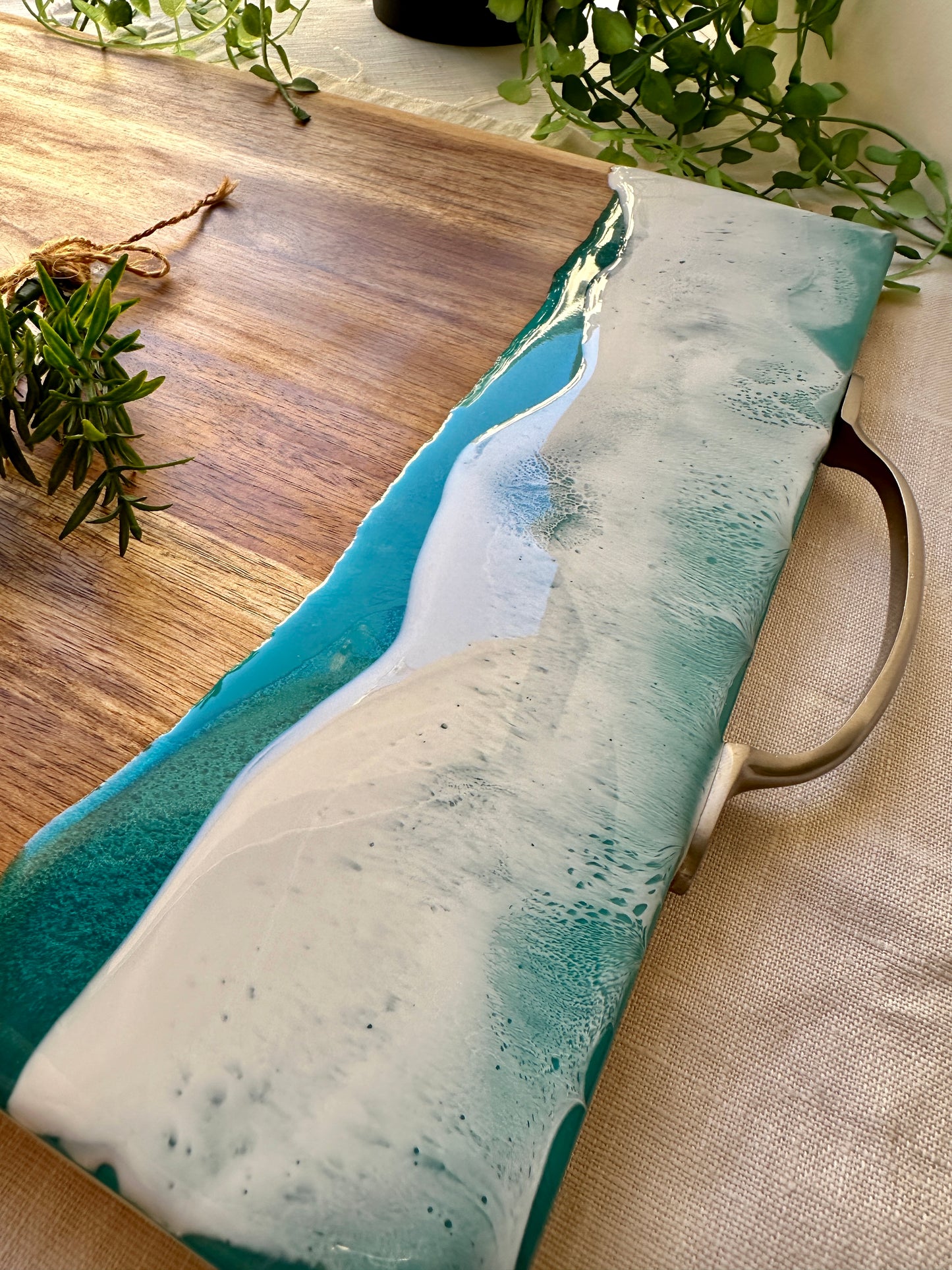 SERVING BOARD - XL teal green ocean board