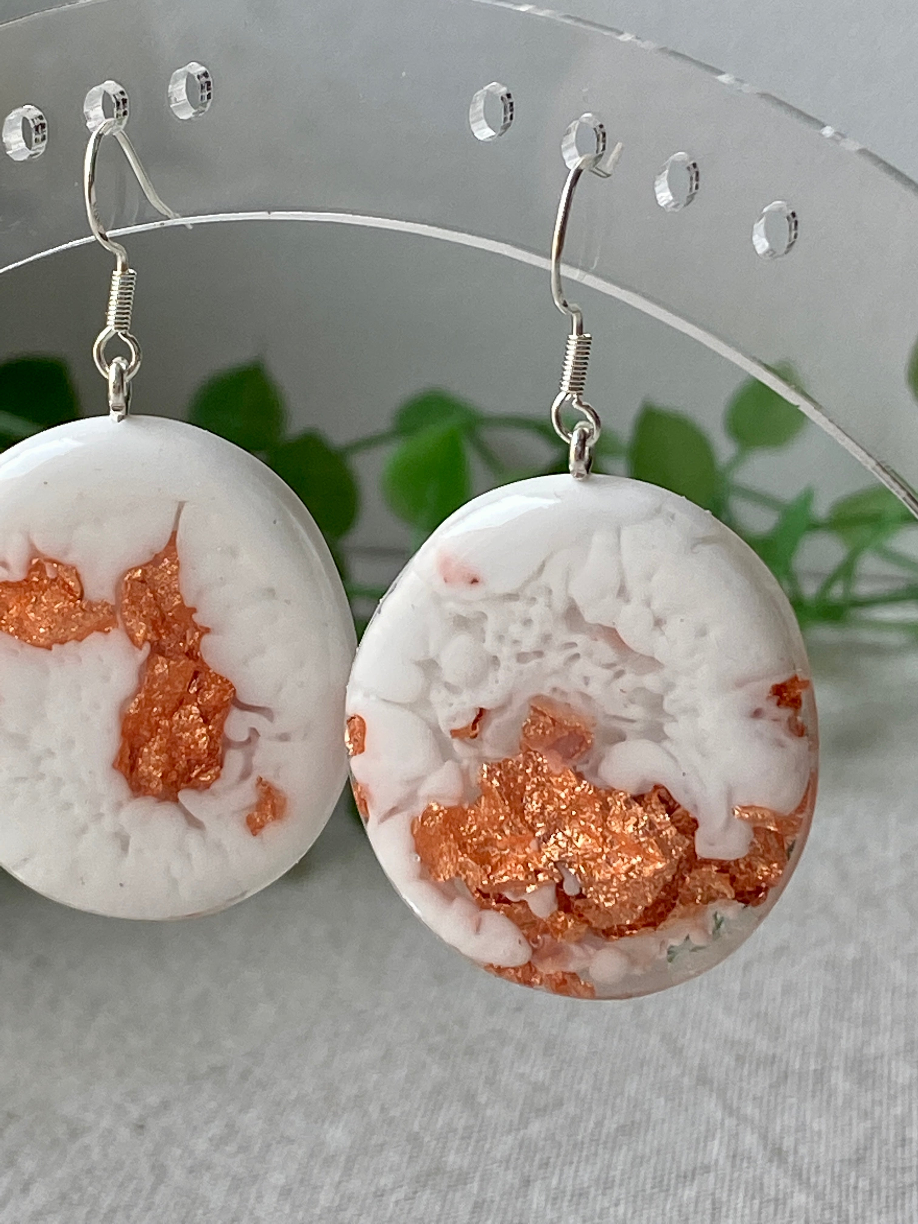 White resin sale earrings