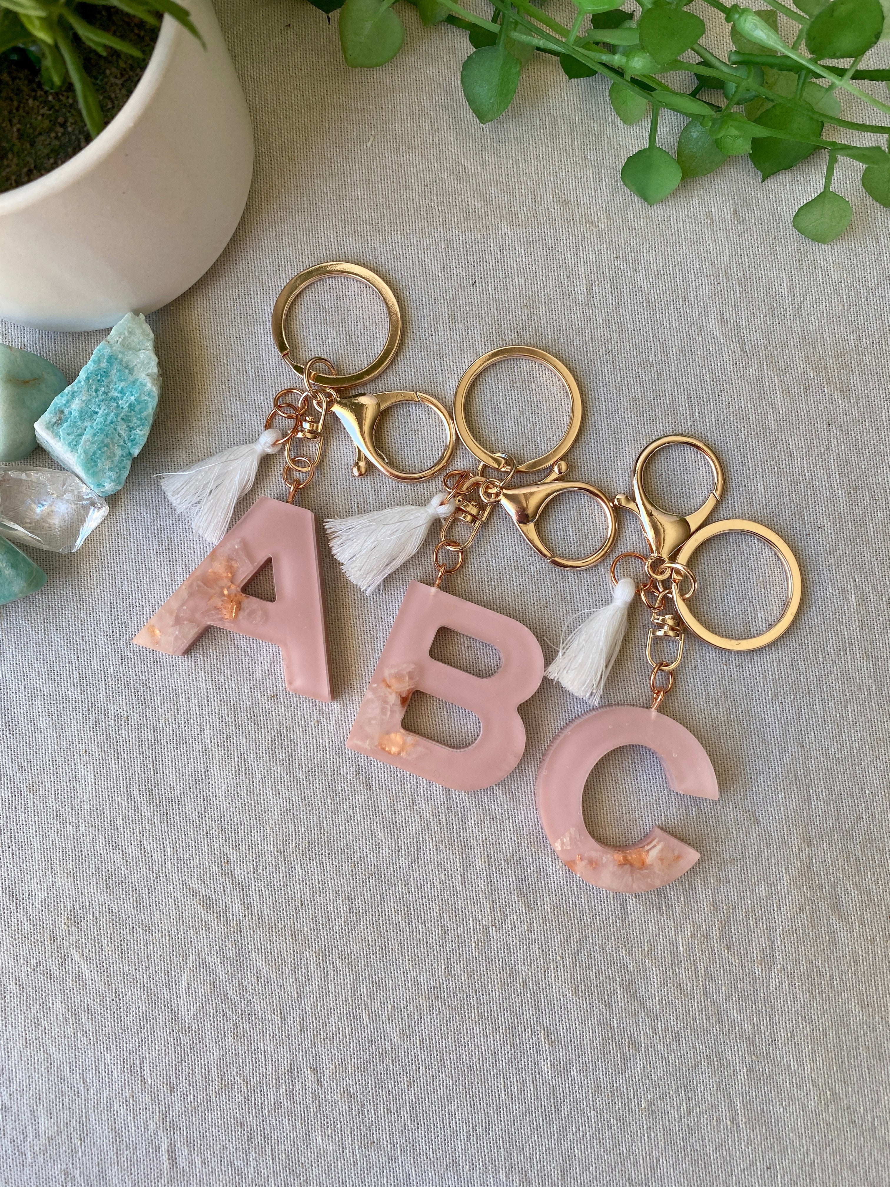 Rose gold letter on sale keyring